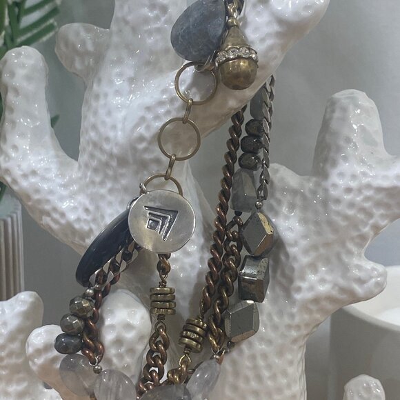 Silpada B3215 Garden Party 925 Silver Labradorite Pyrite Shell Bracelet - Picture 5 of 5